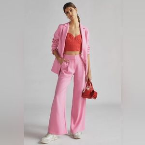 Anthropologie Pink Wide Leg Trousers